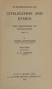 Cover of Civilization and ethics — A Read...